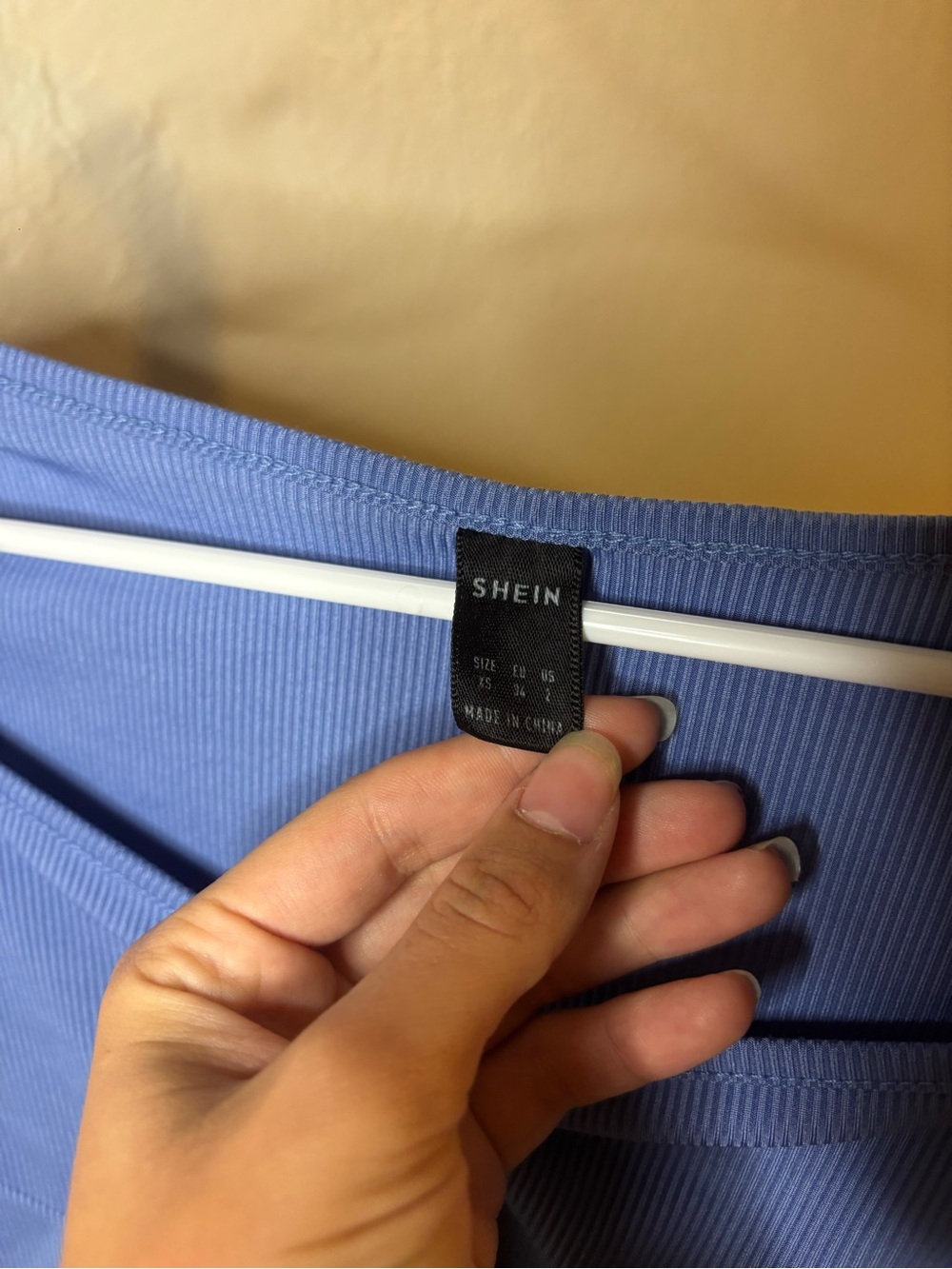 SHEIN Periwinkle Ribbed Tie-Front Long Sleeve Top - Picture 2 of 2